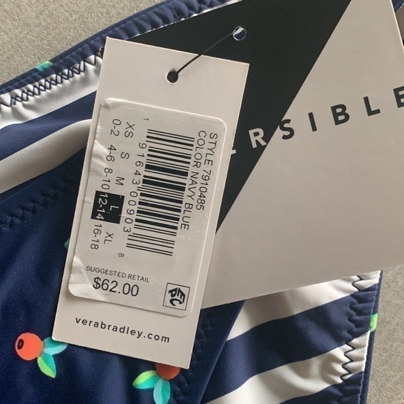 VERA BRADLEY REVERSIBLE TIE ON SIDE BIKINI BOTTOMS SZ L 12-14 SUMMER CRUISE - Picture 8 of 9